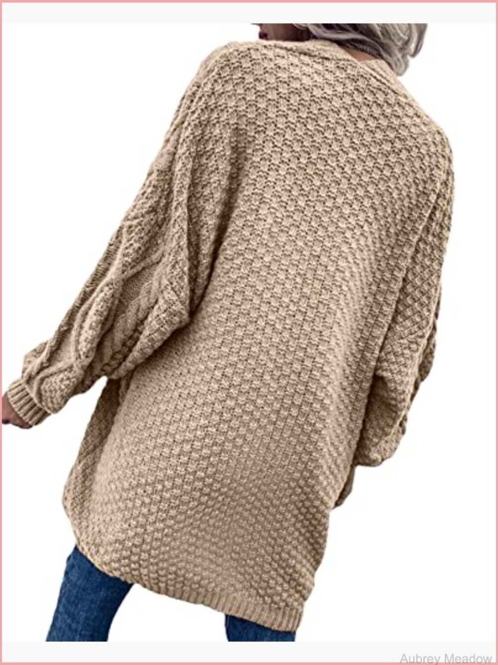 Oversized Open Front Cable Knit Chunky Cardigan Sweater Coat - Picture 3 of 7